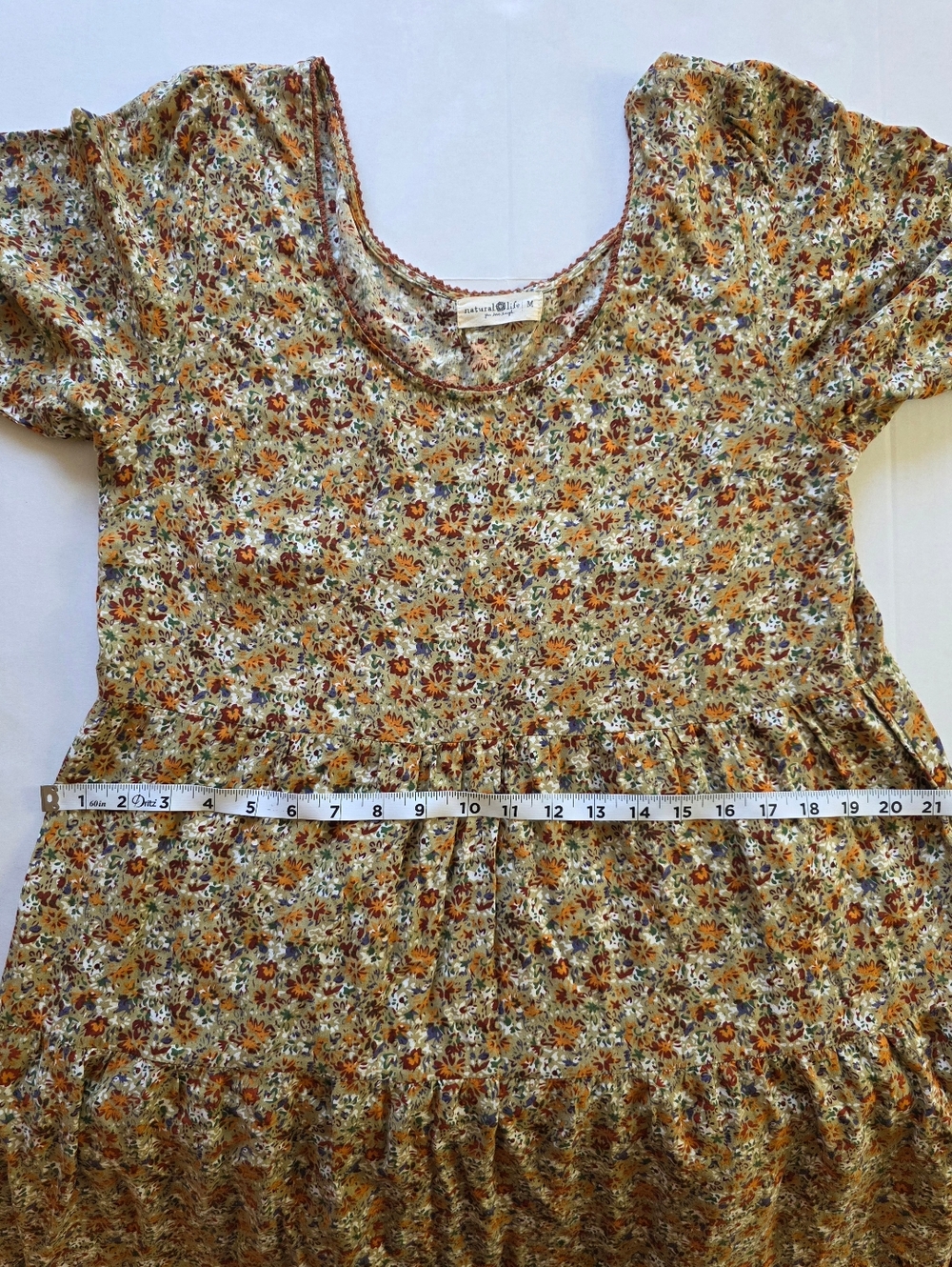 Natural Life Lucia Floral Tiered Maxi Dress M Oversized Boho Cottagecore Prairie - Picture 11 of 12